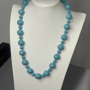 beaded necklace costume jewelry Turquoise blue colored faux stone light weight